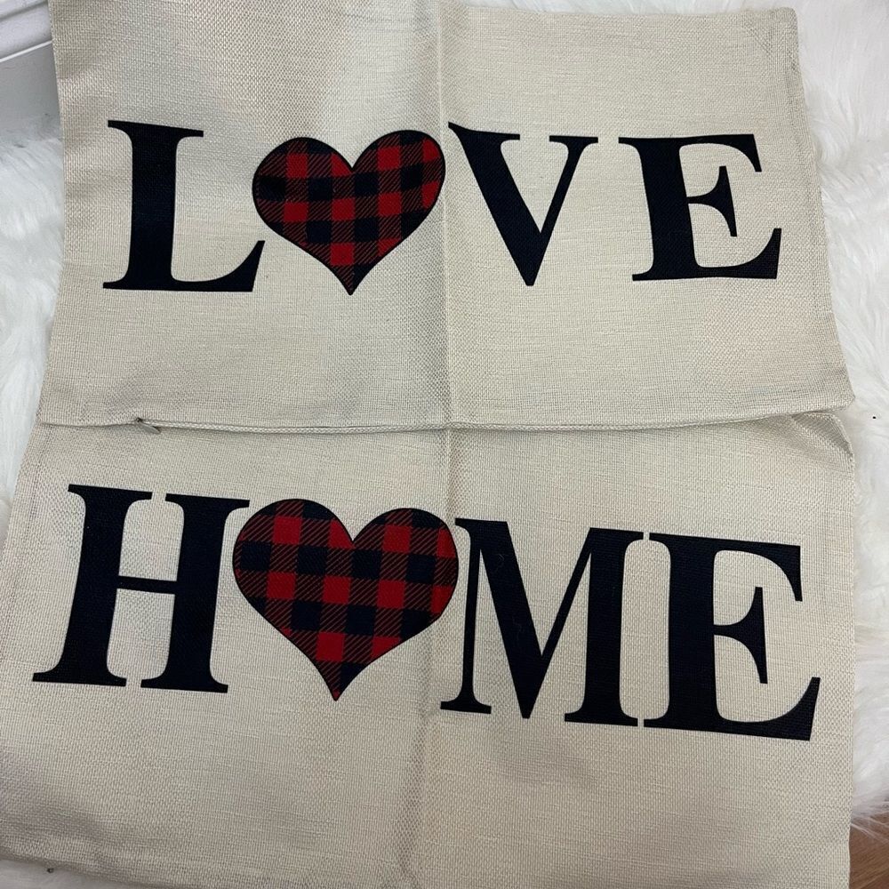 Farmhouse Style Rectangle Pillow Covers  Love Home Buffalo Check 19x12